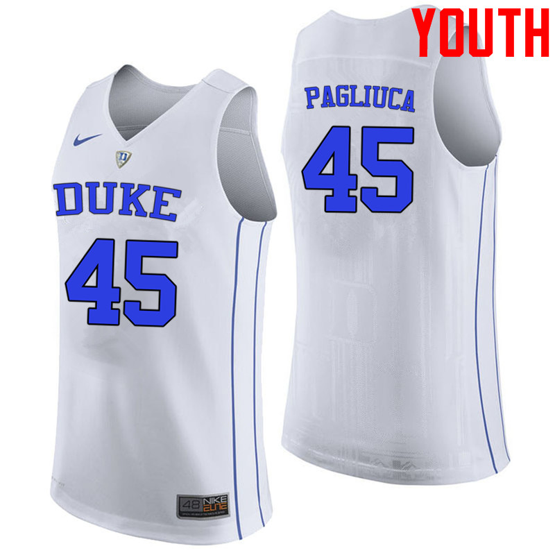 Youth #45 Nick Pagliuca Duke Blue Devils College Basketball Jerseys-White